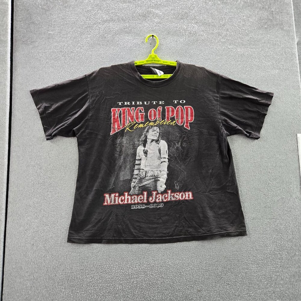 VINTAGE Michael Jackson Men Shirt 2XL Black Graphic King Of Pop Y2K‎ Tee READ